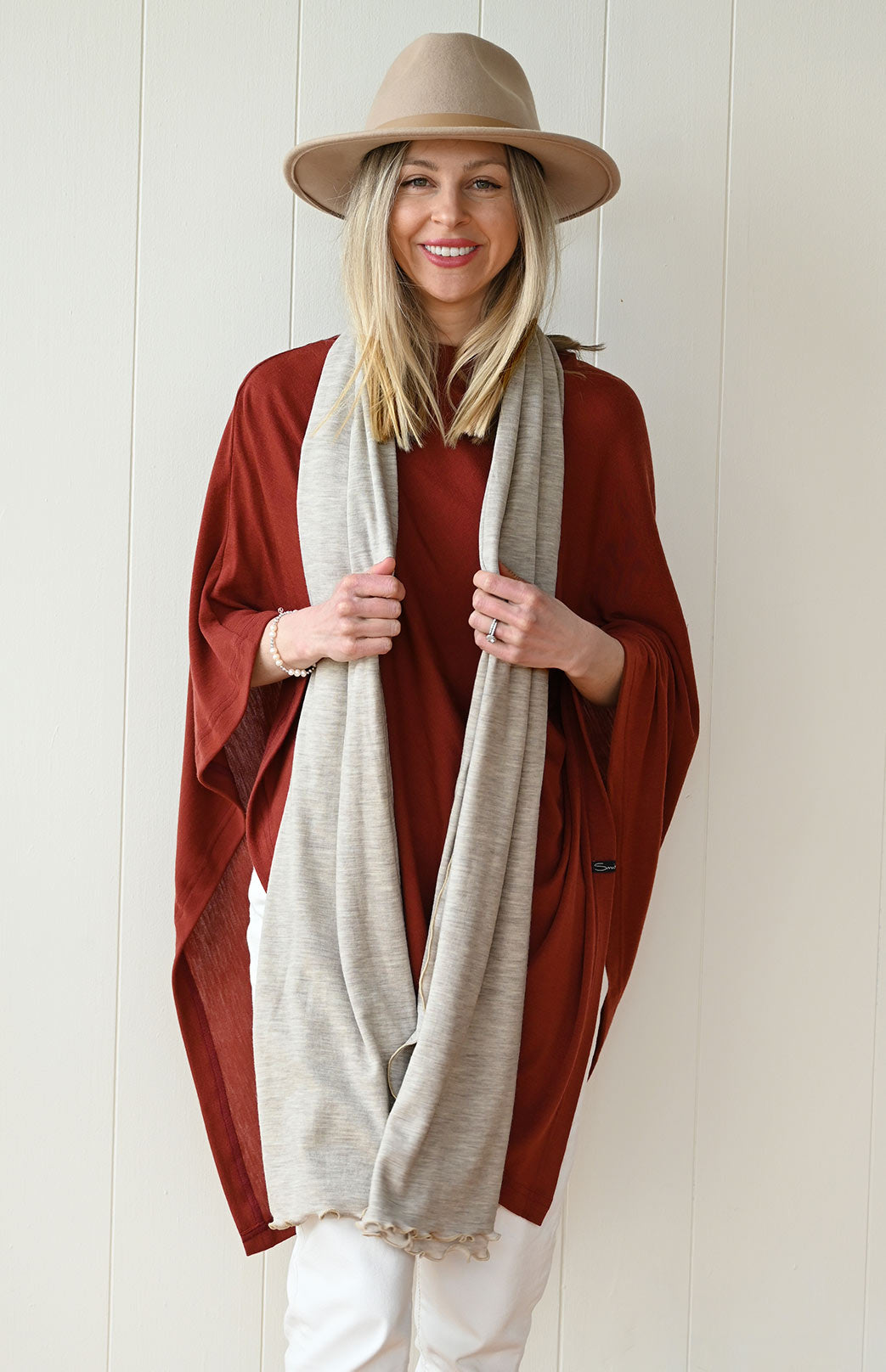 Oatmeal Marl Women's Merino Wool Luxury Scarf