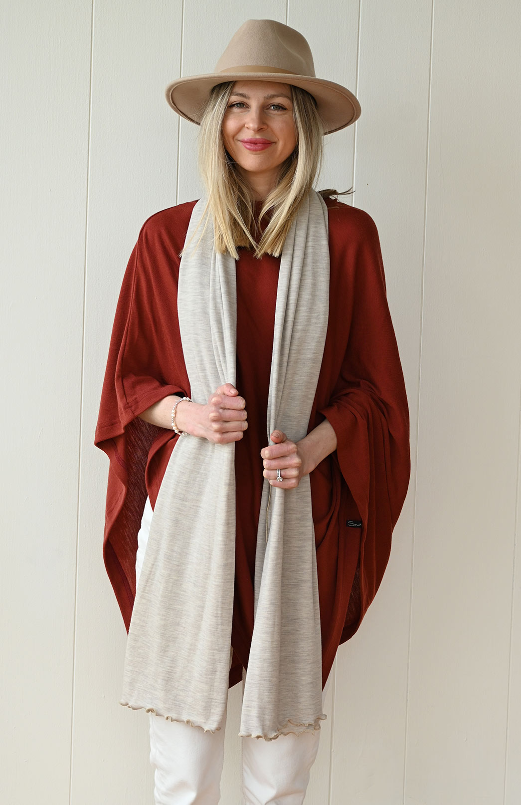 Oatmeal Marl Women's Merino Wool Luxury Scarf