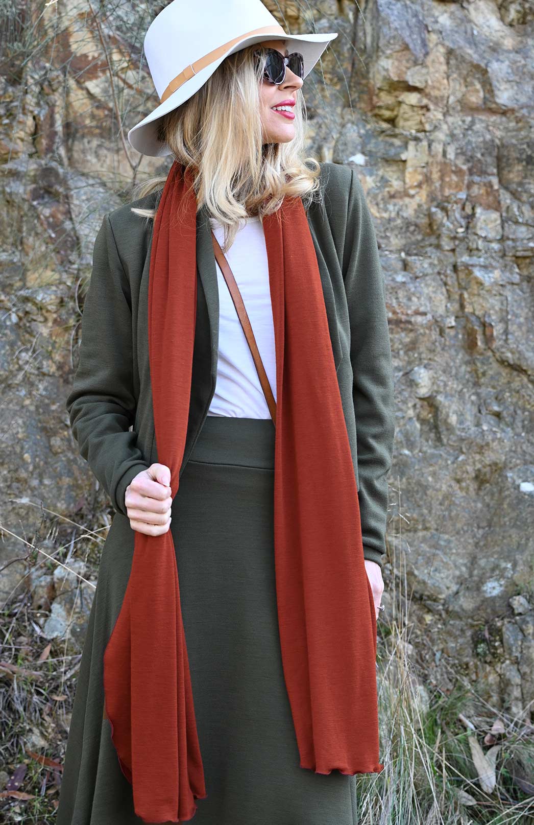 Shiraz Red Women's Merino Wool Luxury Scarf
