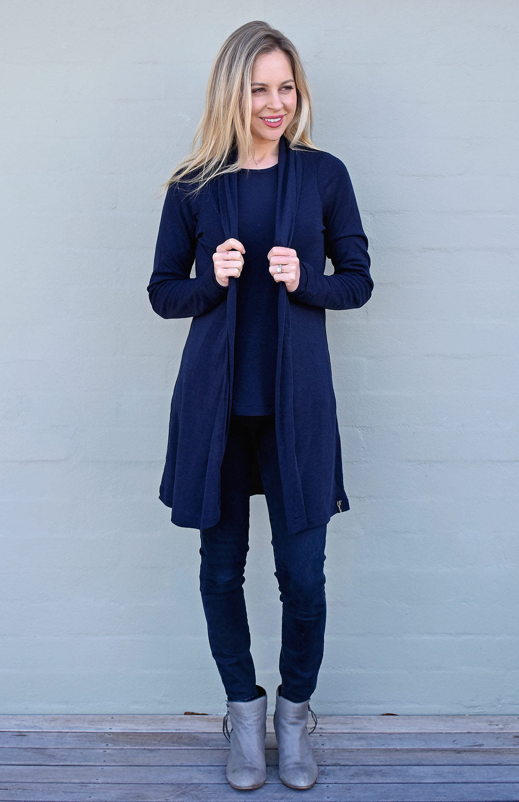 Midnight Blue Women's Merino Wool Long Sleeve Relax Fit Pyjama Top