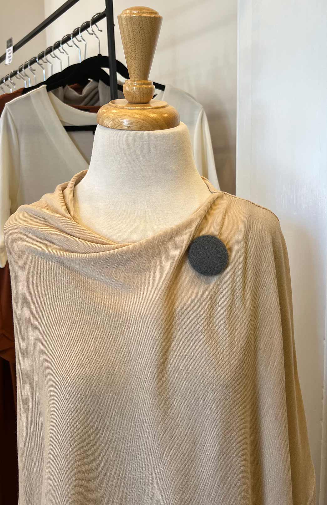 Steel Grey Women's Merino Wool Magnetic Button Brooch