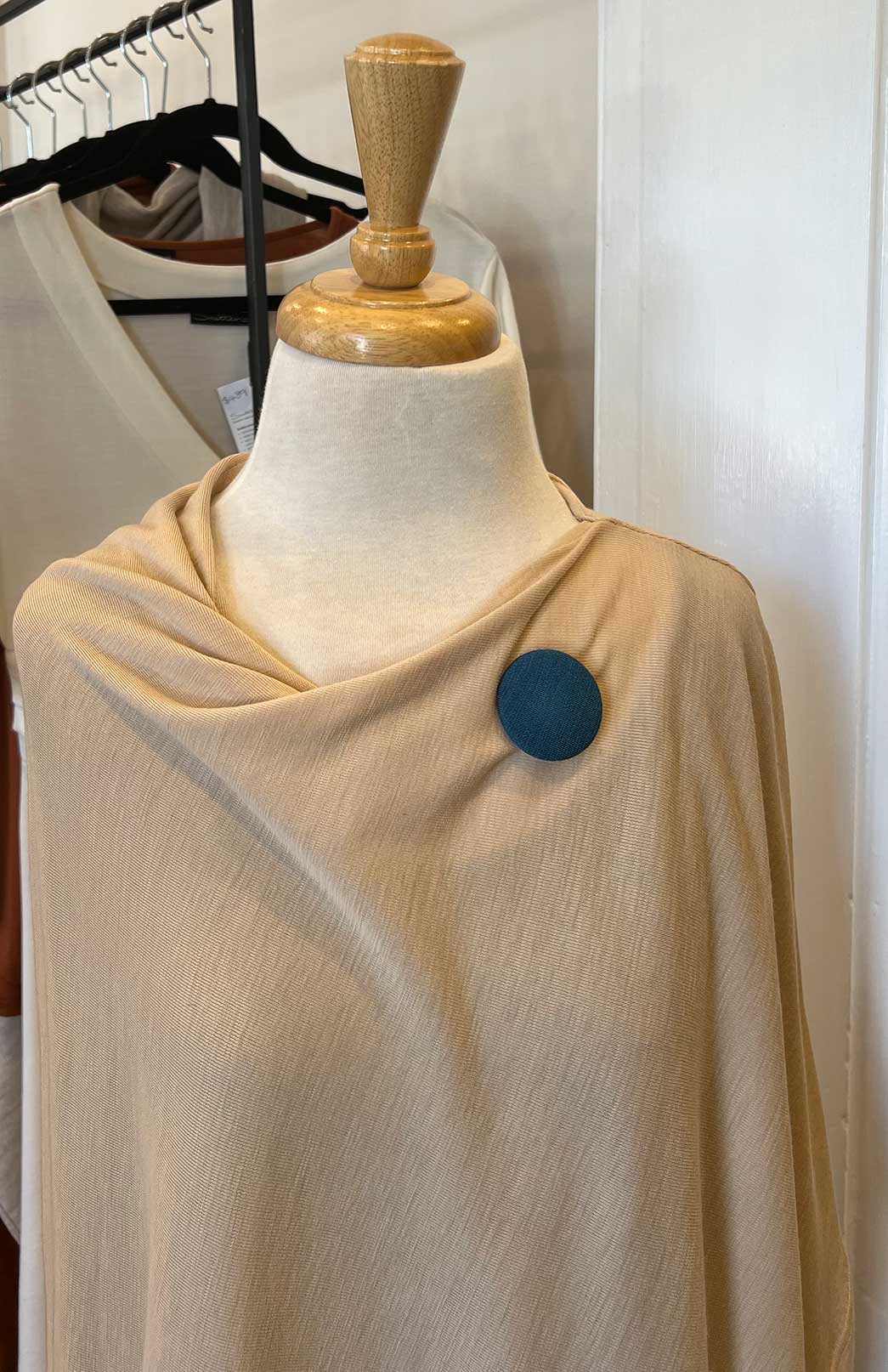 Storm Teal Women's Merino Wool Magnetic Button Brooch