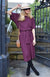 Aubergine Purple Women&#39;s Merino Wool Loose Fit Dress with Waist Tie

