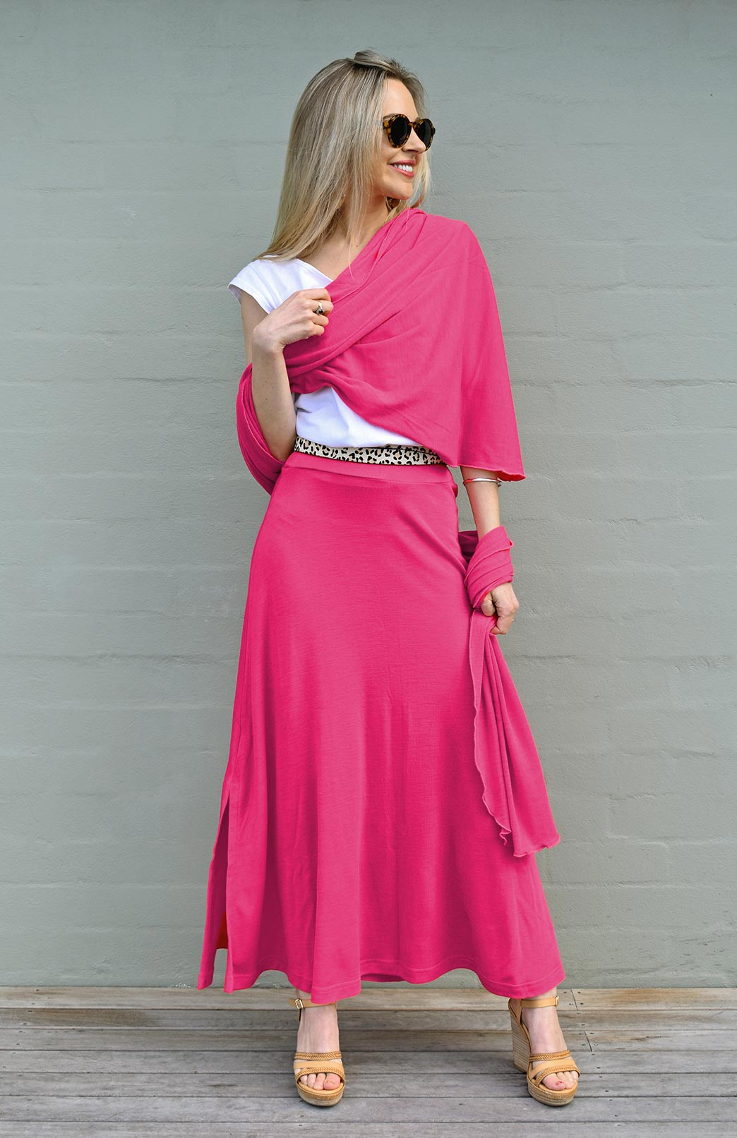 Lipstick Pink Women's Merino Wool Plain Scarf