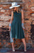 Deep Sea Green Women&#39;s Merino Wool Fit and Flare Dress - Sleeveless
