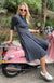 Charcoal Marl Women&#39;s Merino Wool Fit and Flare Dress with 3/4 Sleeves
