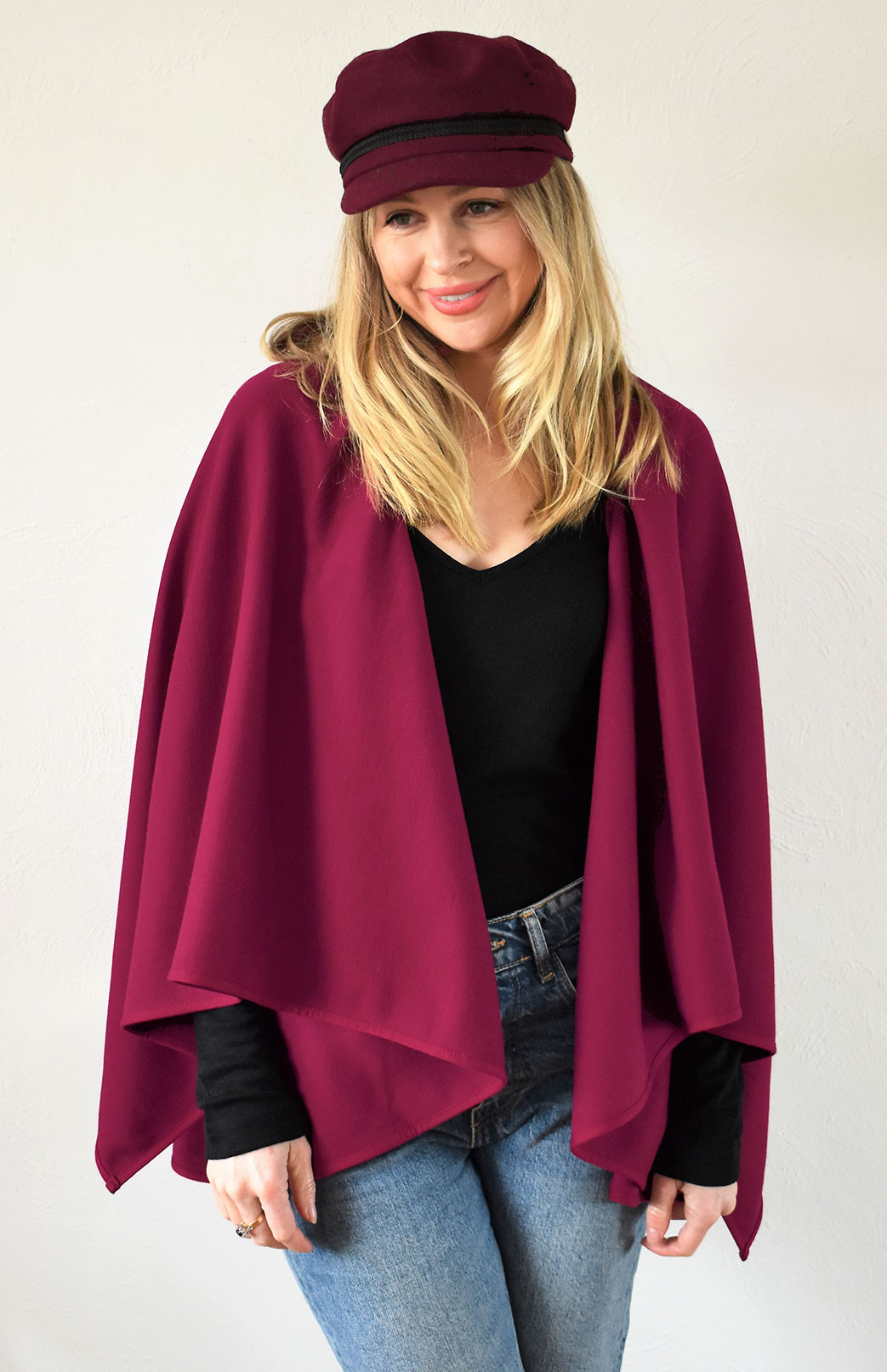 Magenta Women's Merino Wool Sleeveless Wrap