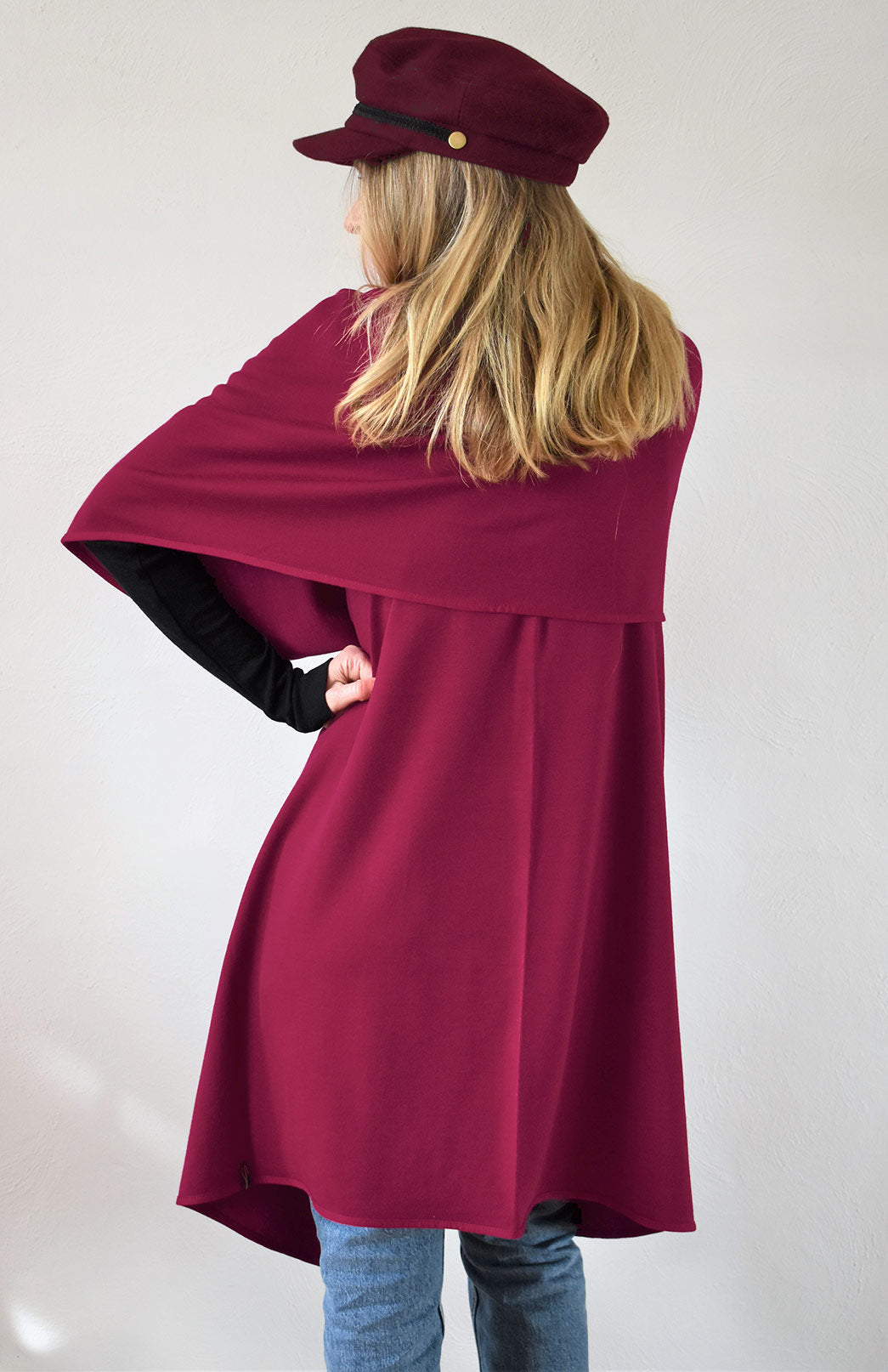 Magenta Women's Merino Wool Sleeveless Wrap