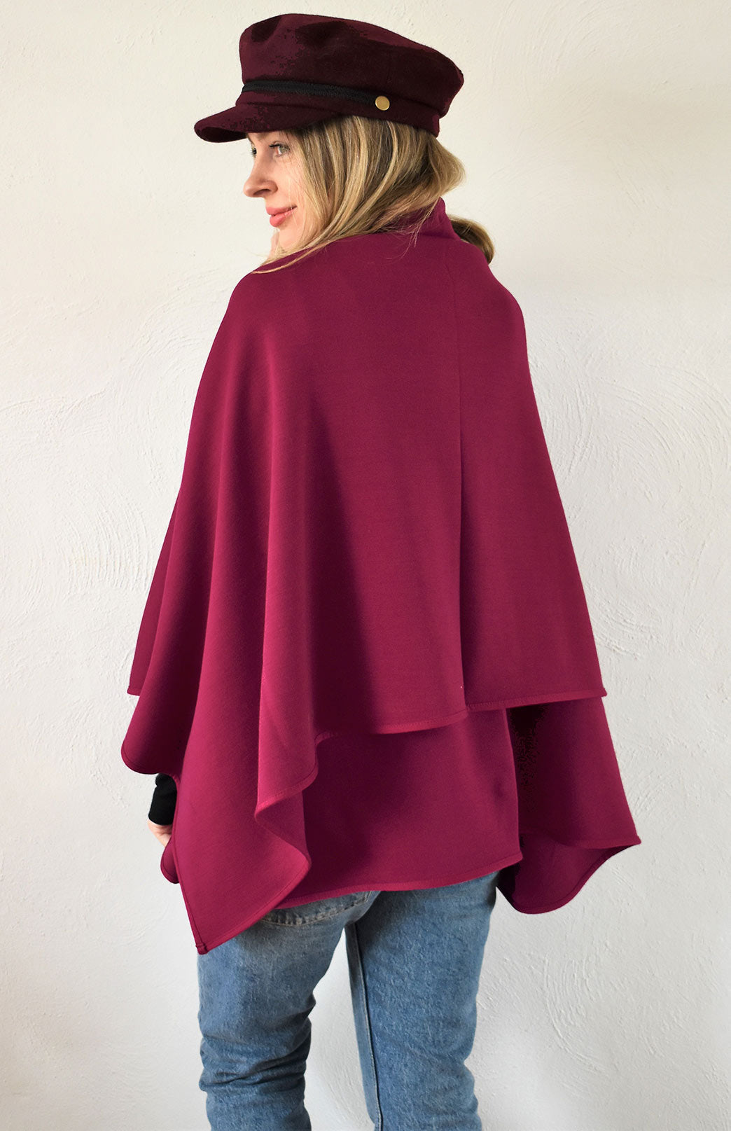 Magenta Women's Merino Wool Sleeveless Wrap