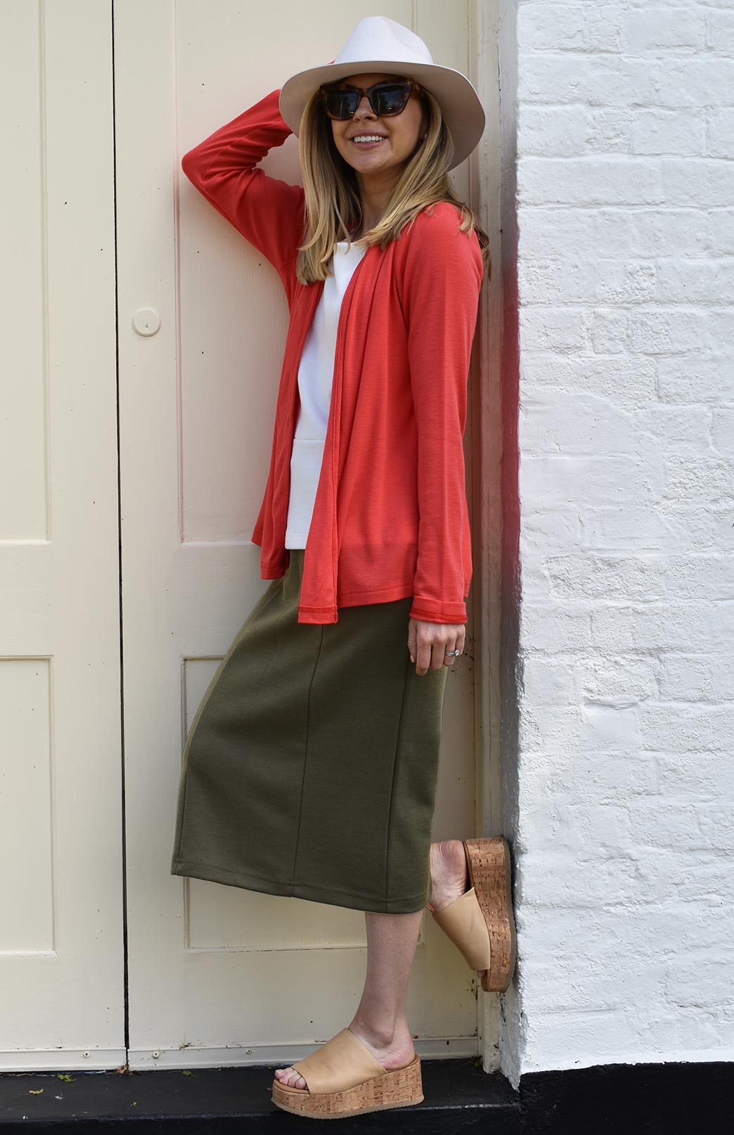 Olive green skirts shop red