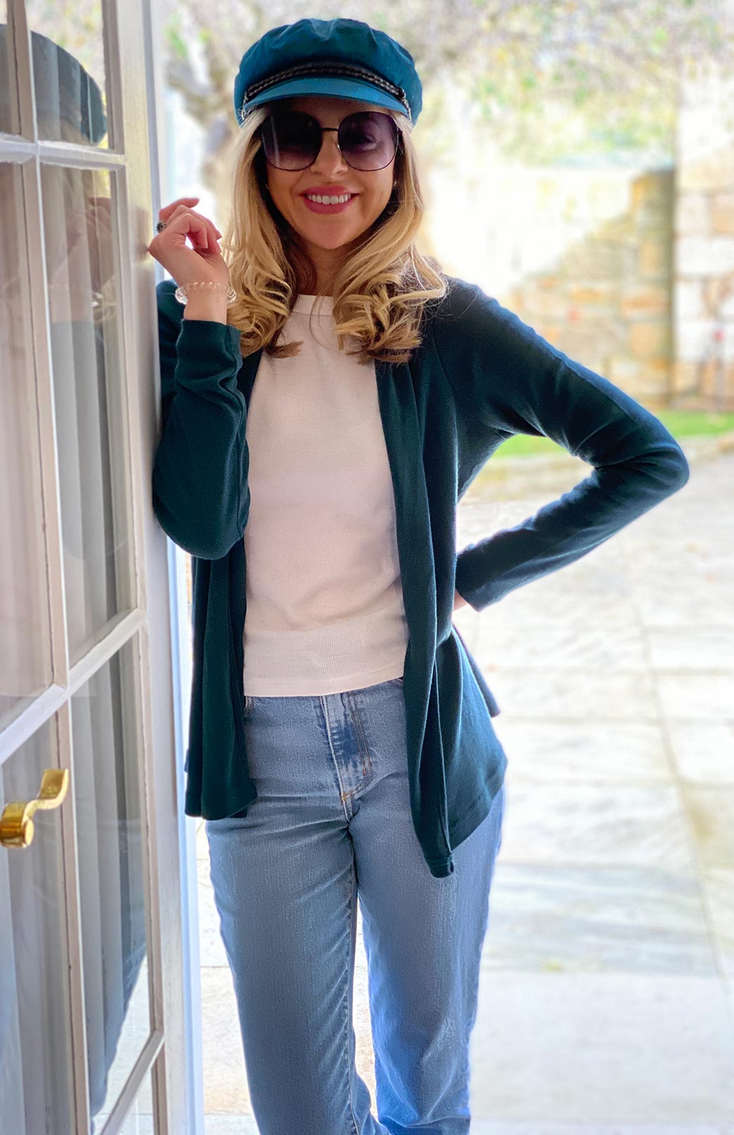 Deep Sea Green Women's Merino Wool Mini Drape Cardigan