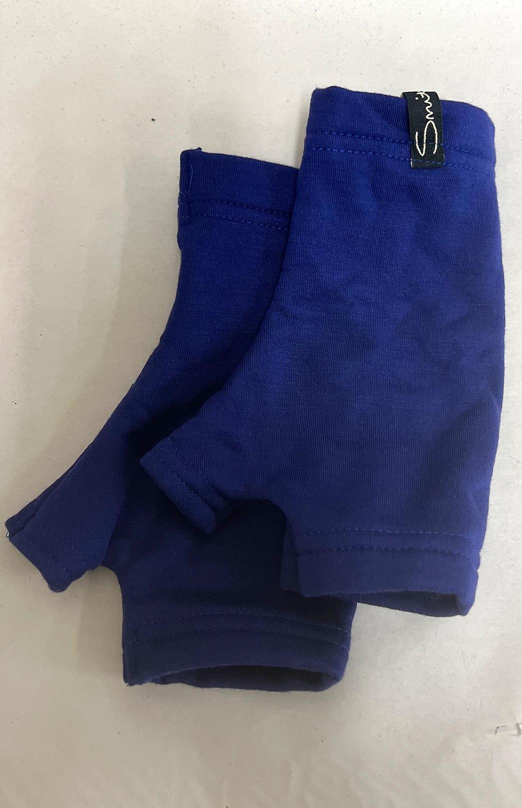 Cobalt Blue Fleece Merino Wool Thermal Fingerless Mittens