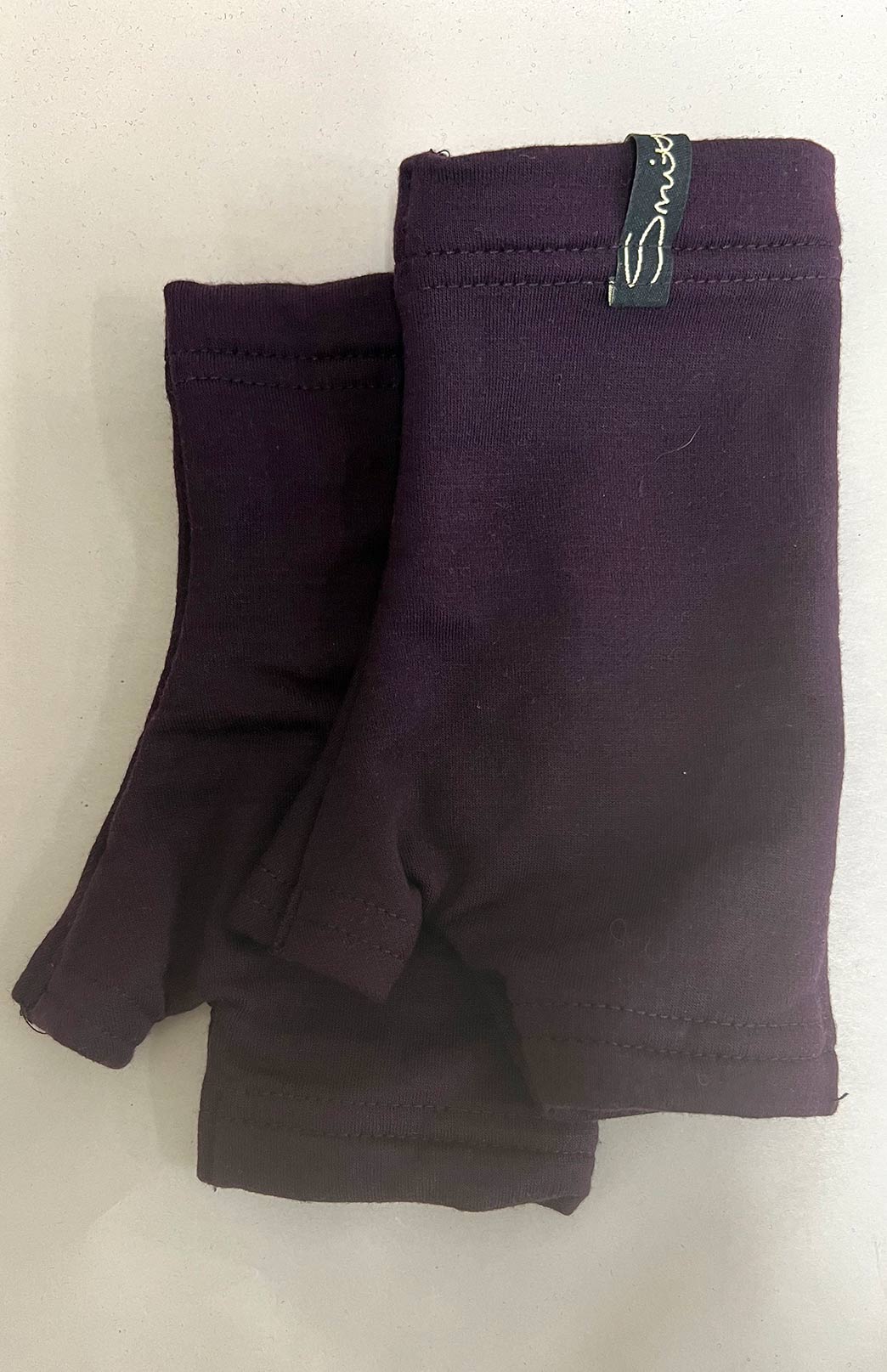 Plum Purple Fleece Merino Wool Thermal Fingerless Mittens