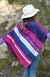 Grape Purple Multi Stripe Women&#39;s Merino Wool Poncho
