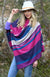 Grape Purple Multi Stripe Women&#39;s Merino Wool Poncho
