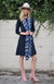 French Navy Blue Women&#39;s Merino Wool Swing Dress
