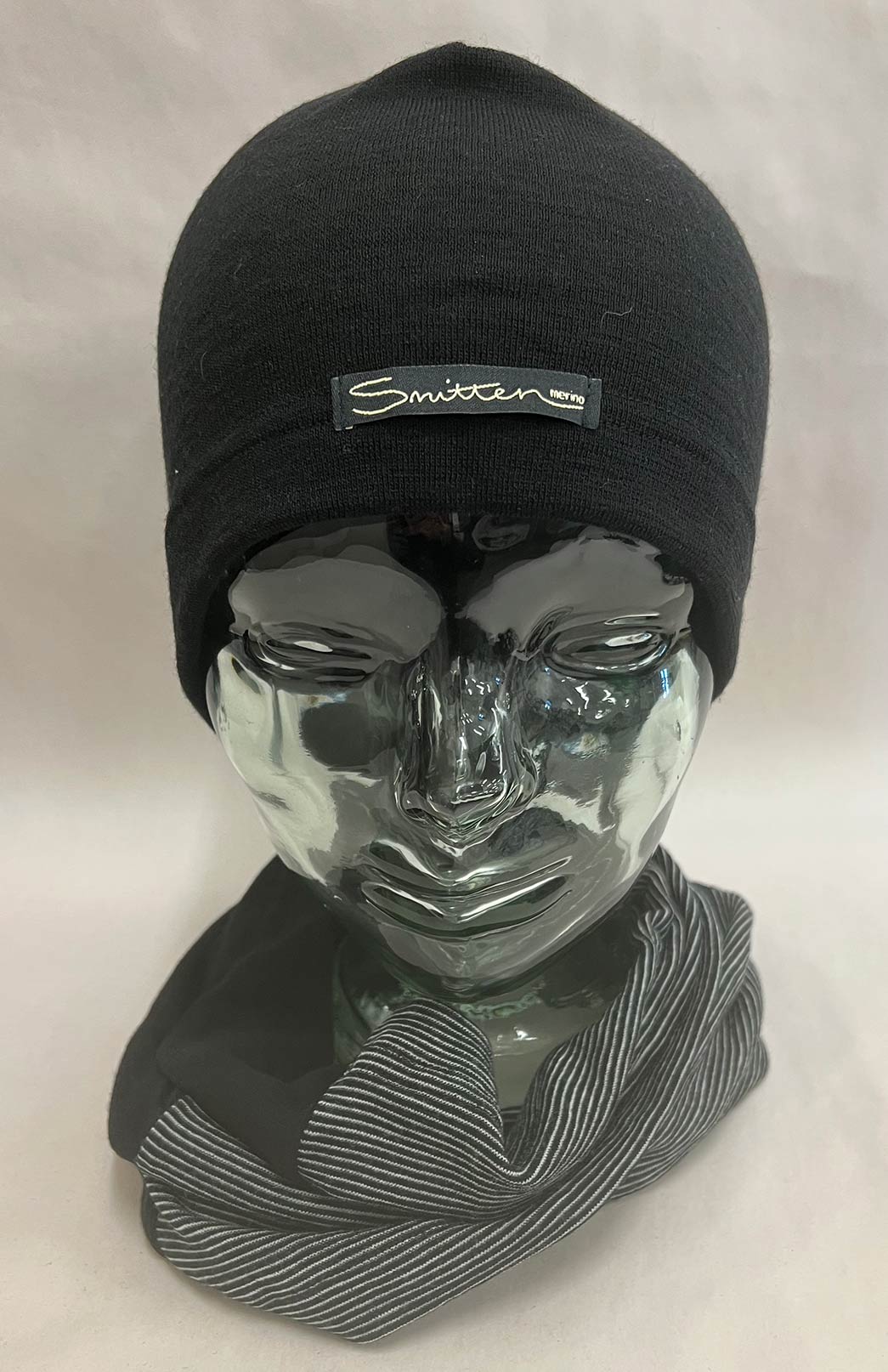 Black & Stripe Tones Unisex Merino Wool Thermal Neck Warmer Neck Gaiter