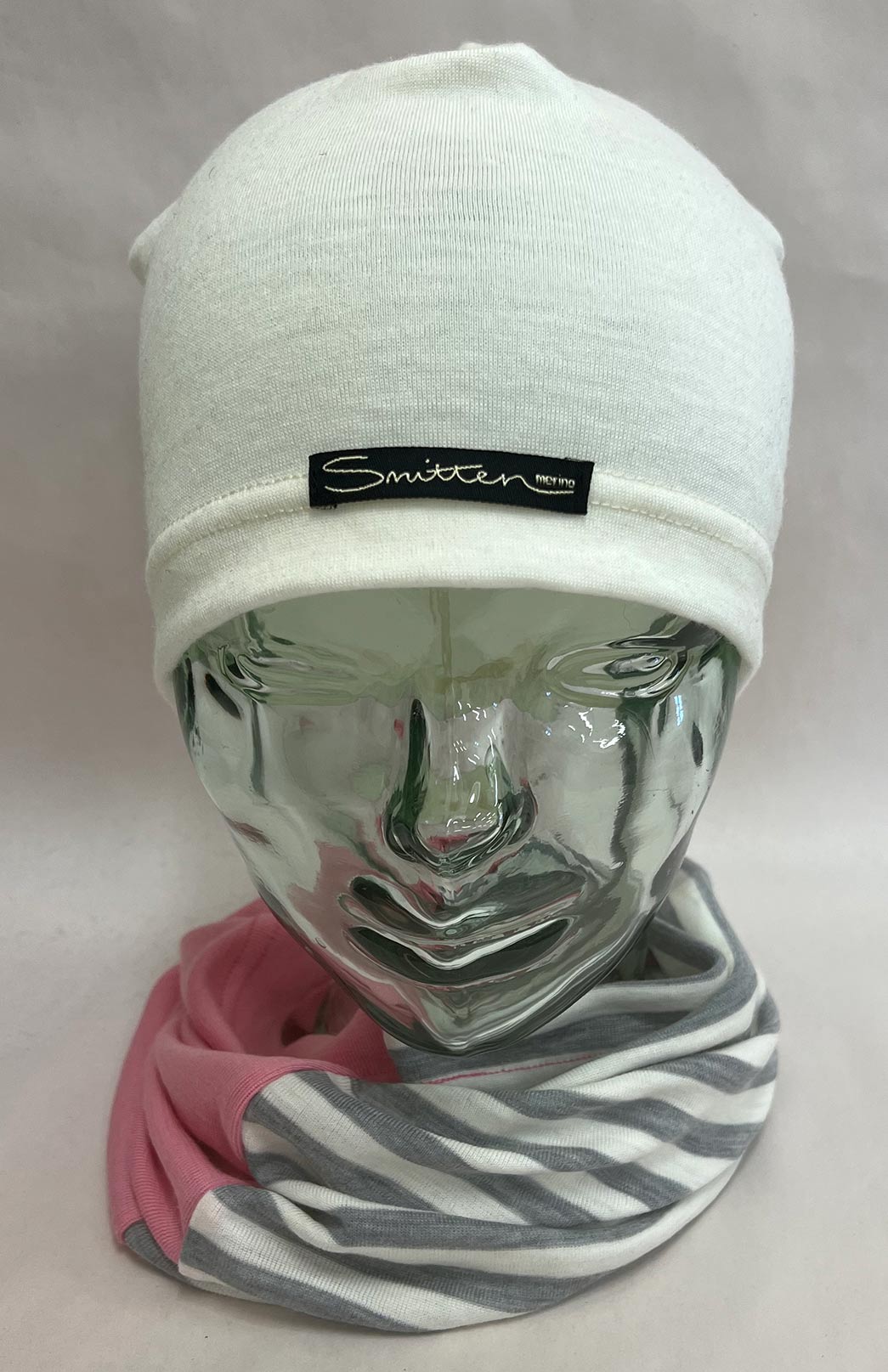 Pink & Stripe Tones Unisex Merino Wool Thermal Neck Warmer Neck Gaiter