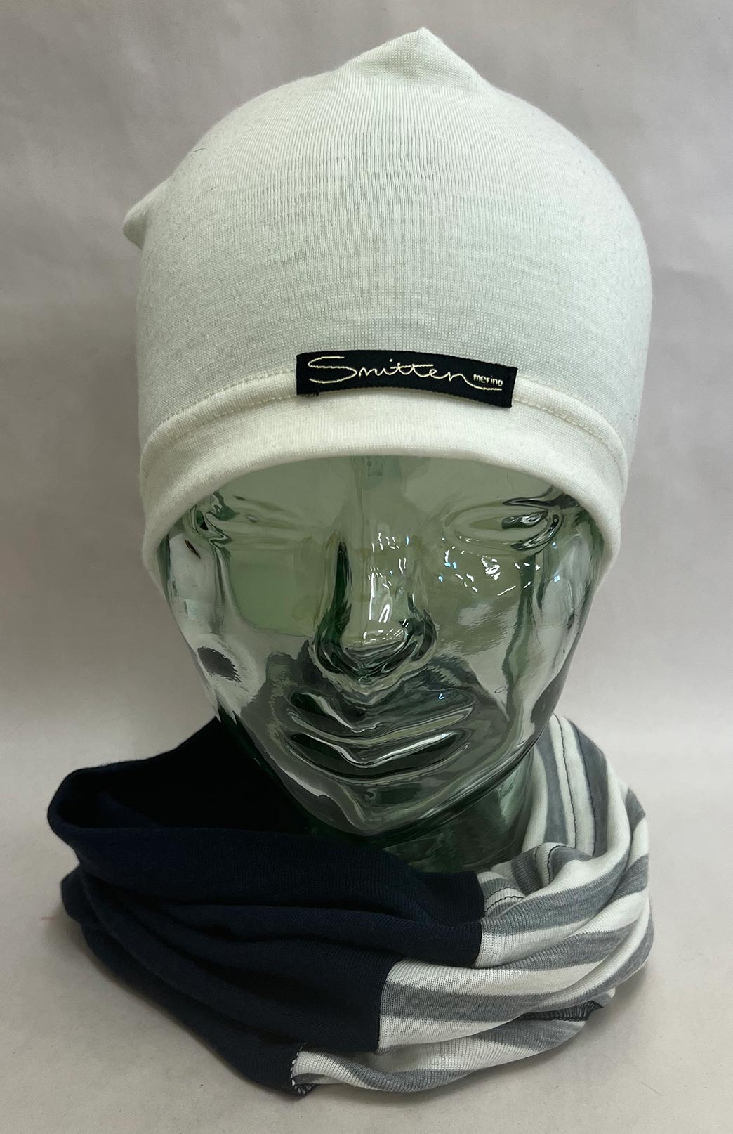 Black & Stripe Tones Unisex Merino Wool Thermal Neck Warmer Neck Gaiter