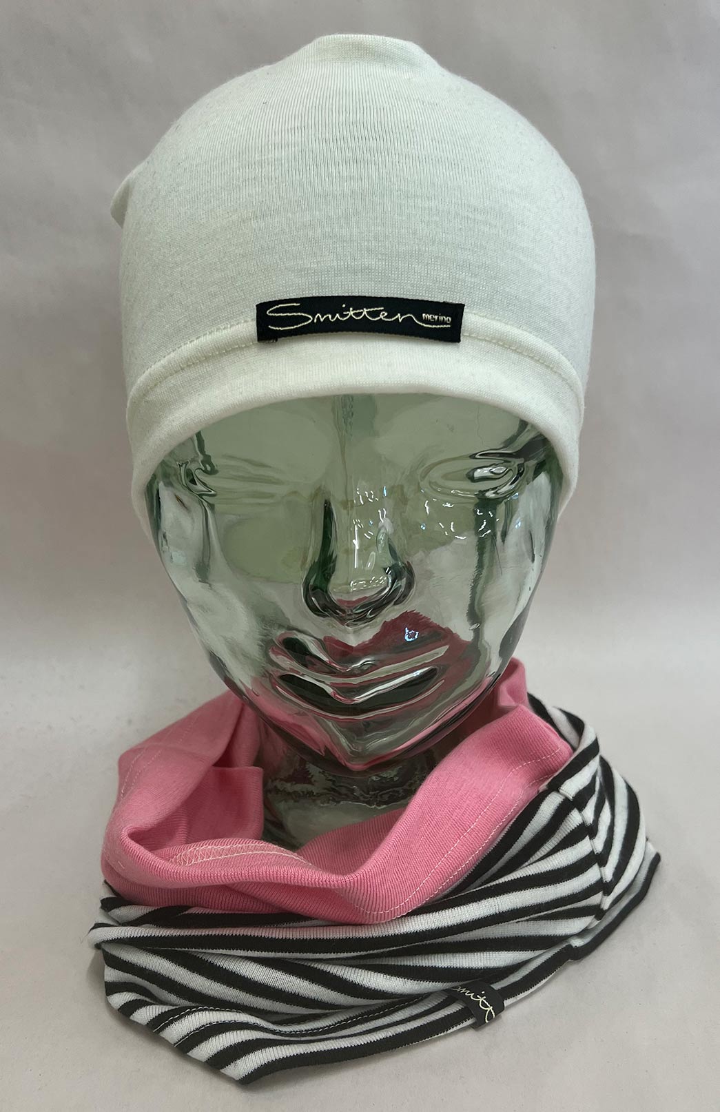 Pink & Stripe Tones Unisex Merino Wool Thermal Neck Warmer Neck Gaiter