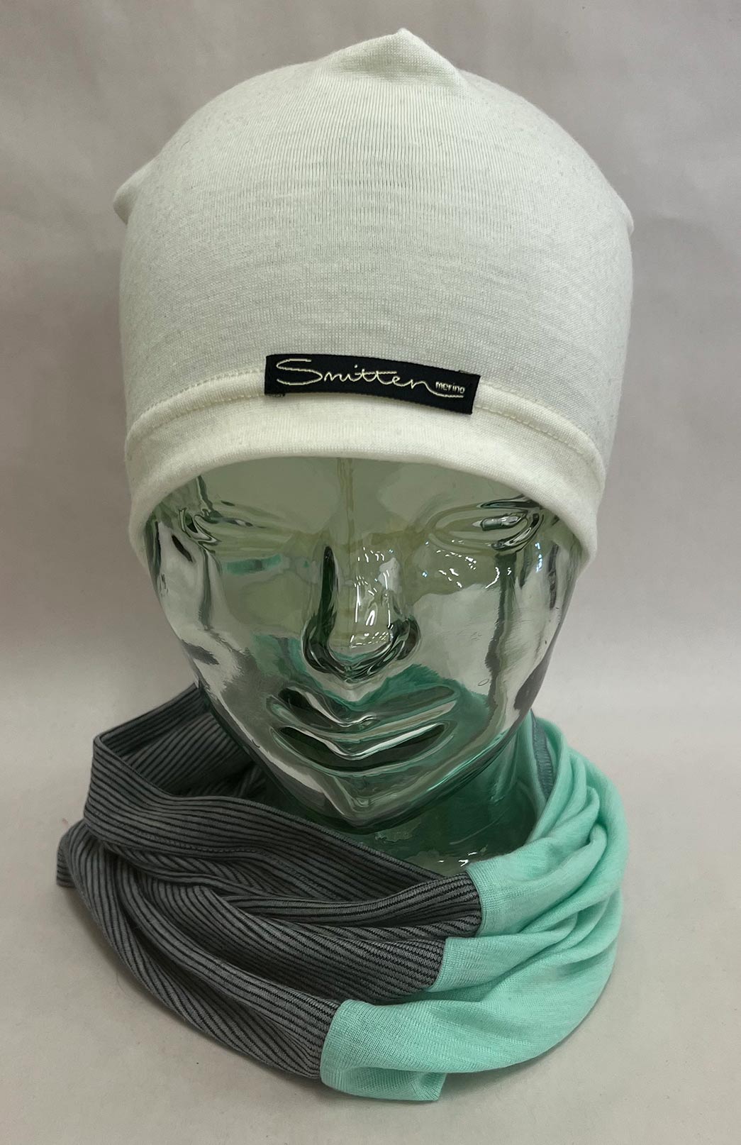 Green & Stripe Tones Unisex Merino Wool Thermal Neck Warmer Neck Gaiter