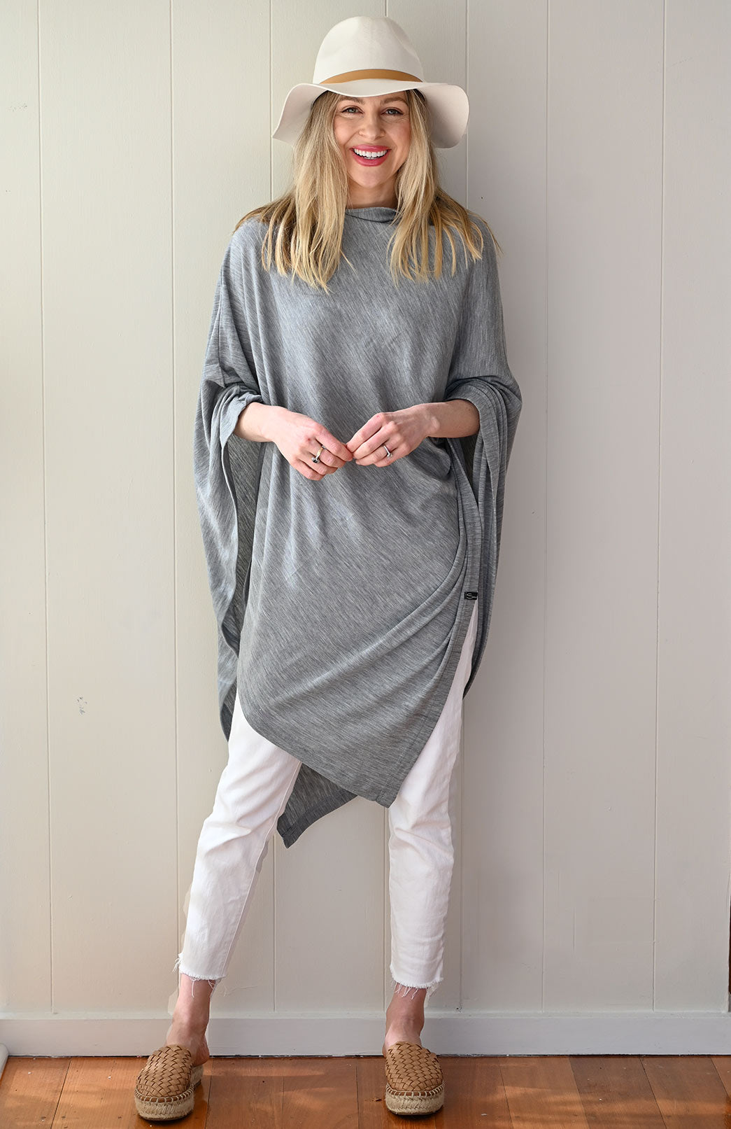 Grey Marl Women&#39;s Merino Wool Poncho
