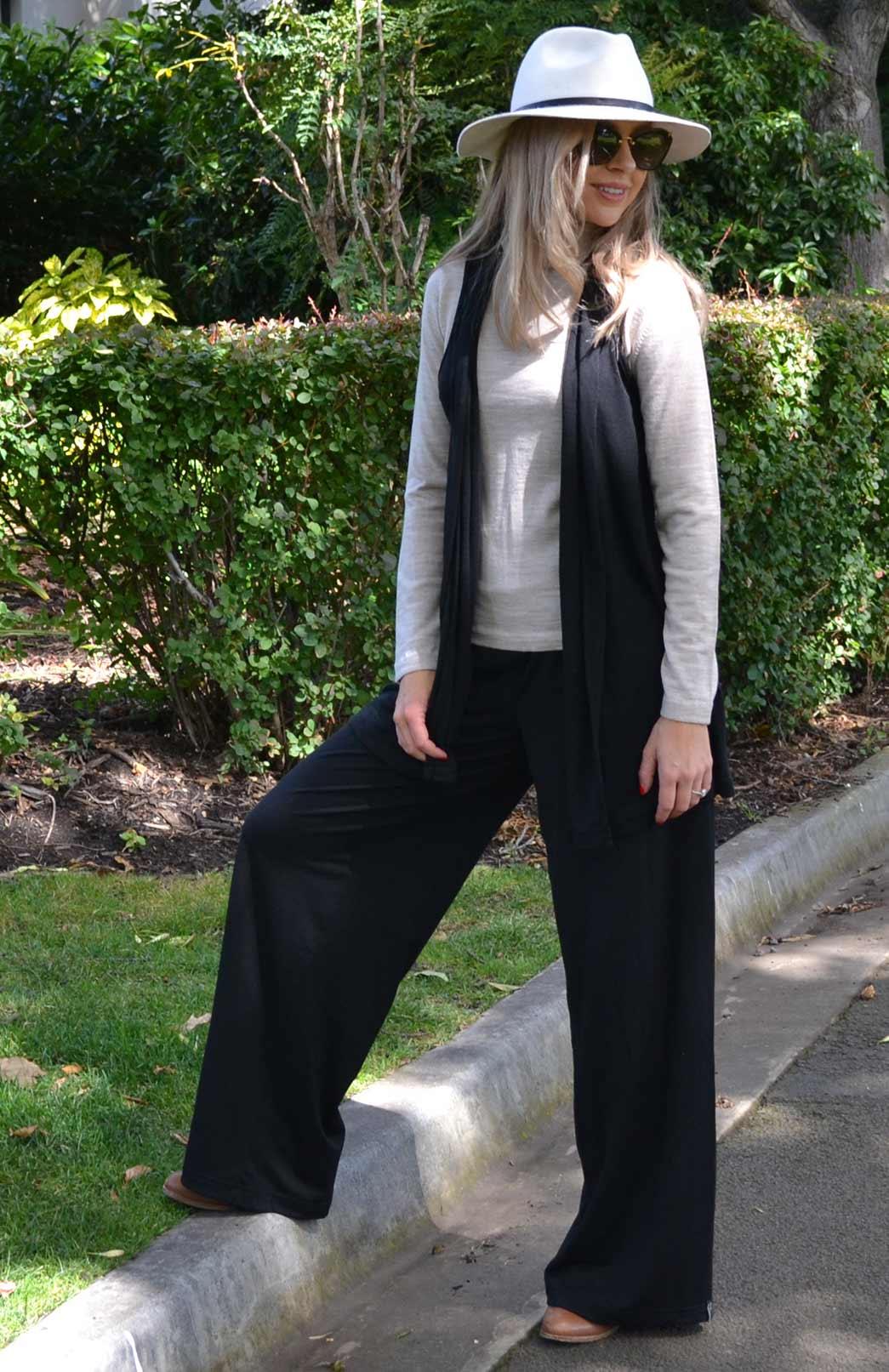 Black Women's Merino Wool Palazzo Pants