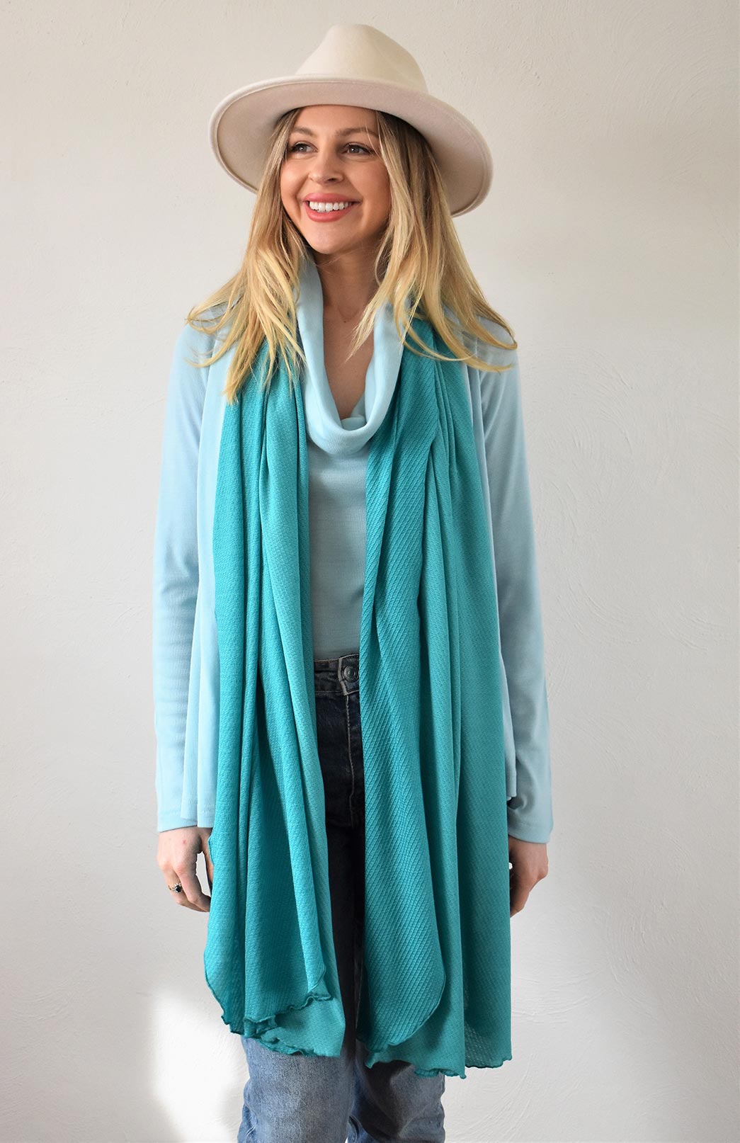 Sea Mist Women's Merino Wool Sleeveless Top with Cowl Neckline