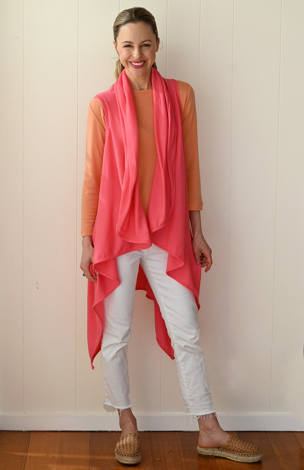 Guava Women's Merino Wool Slit Neck Top with 7/8 Sleeves