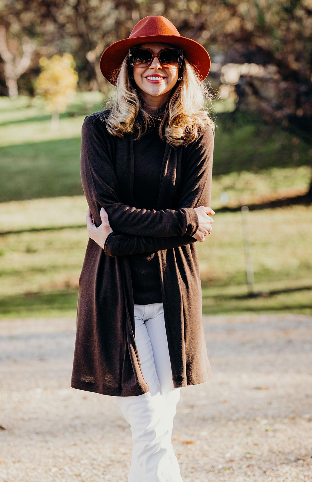 Chocolate Women's Merino Wool Drape Cardigan