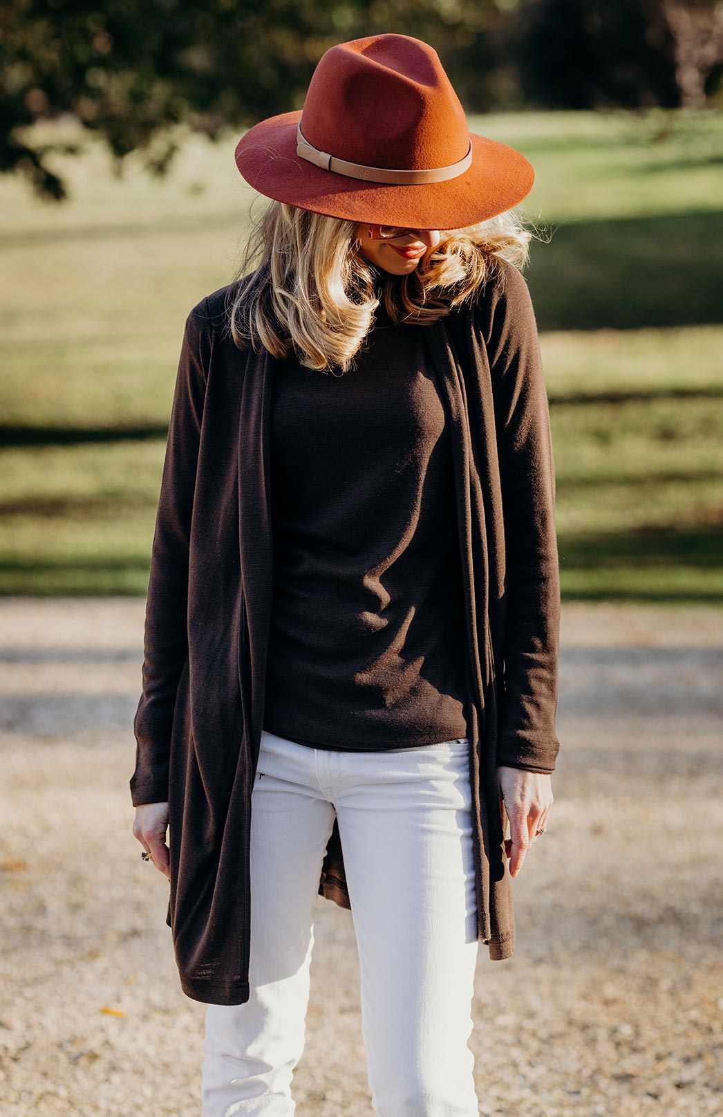 Chocolate Women's Merino Wool Drape Cardigan