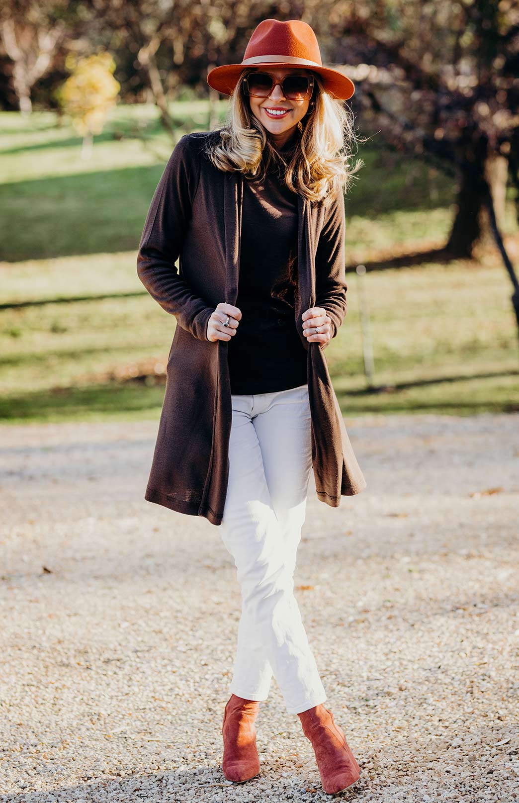 Chocolate Women's Merino Wool Drape Cardigan