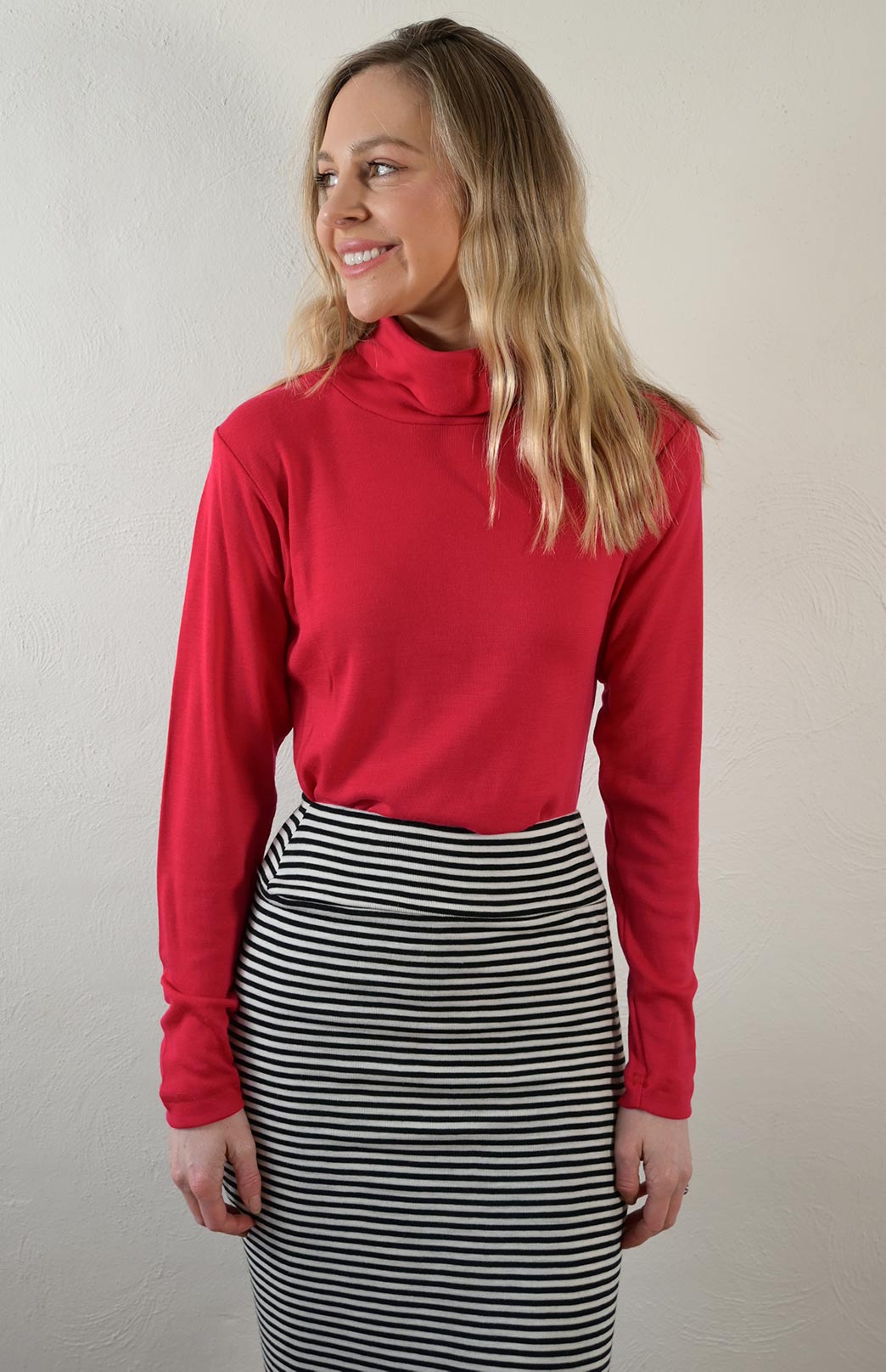 Scarlet Red Women's Merino Wool Long Sleeve Top