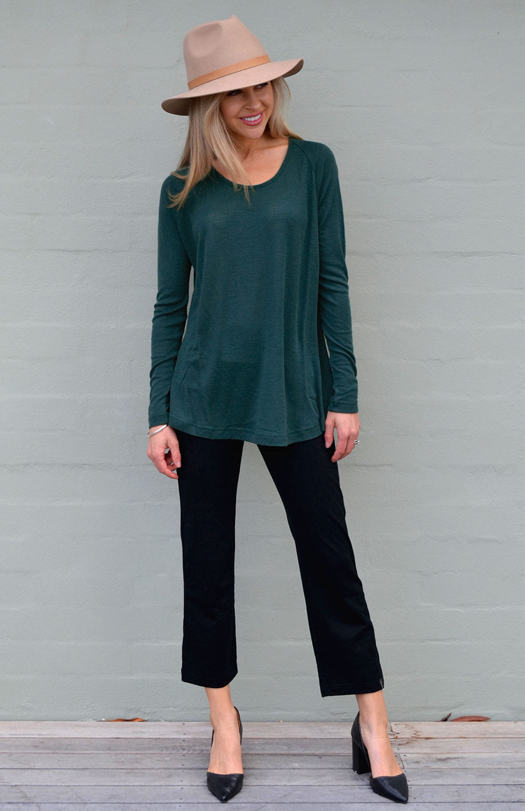 Rana Top Women's Merino Wool Long Sleeve Top with Raglan Sleeves