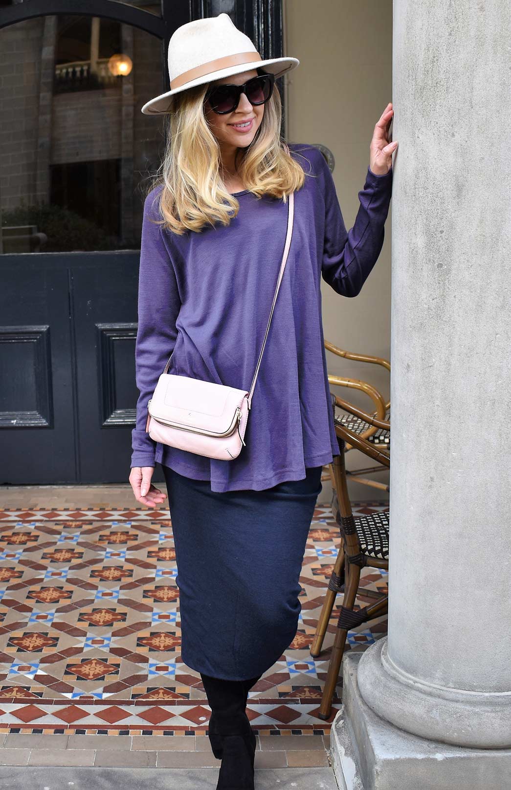 Grape Women's Merino Wool Long Sleeve Top with Raglan Sleeves