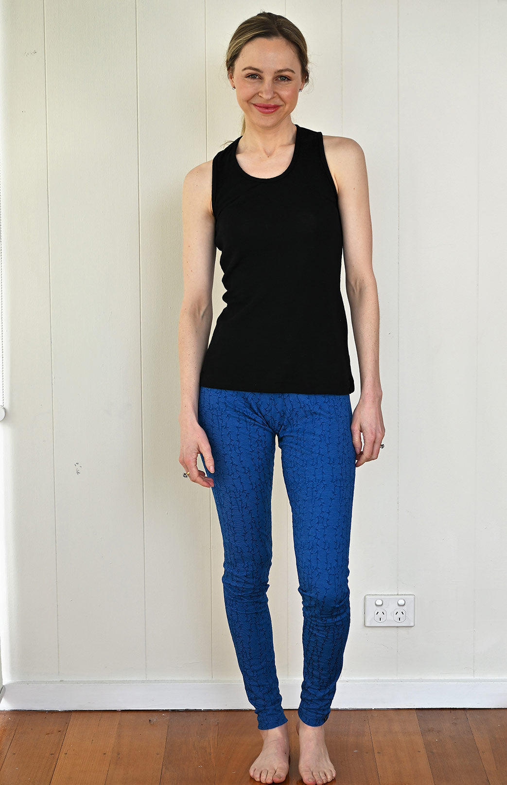 Leggings - Azure Blue Vine Pattern (Merino Blend) Women&#39;s Merino Wool Midweight Thermal Leggings
