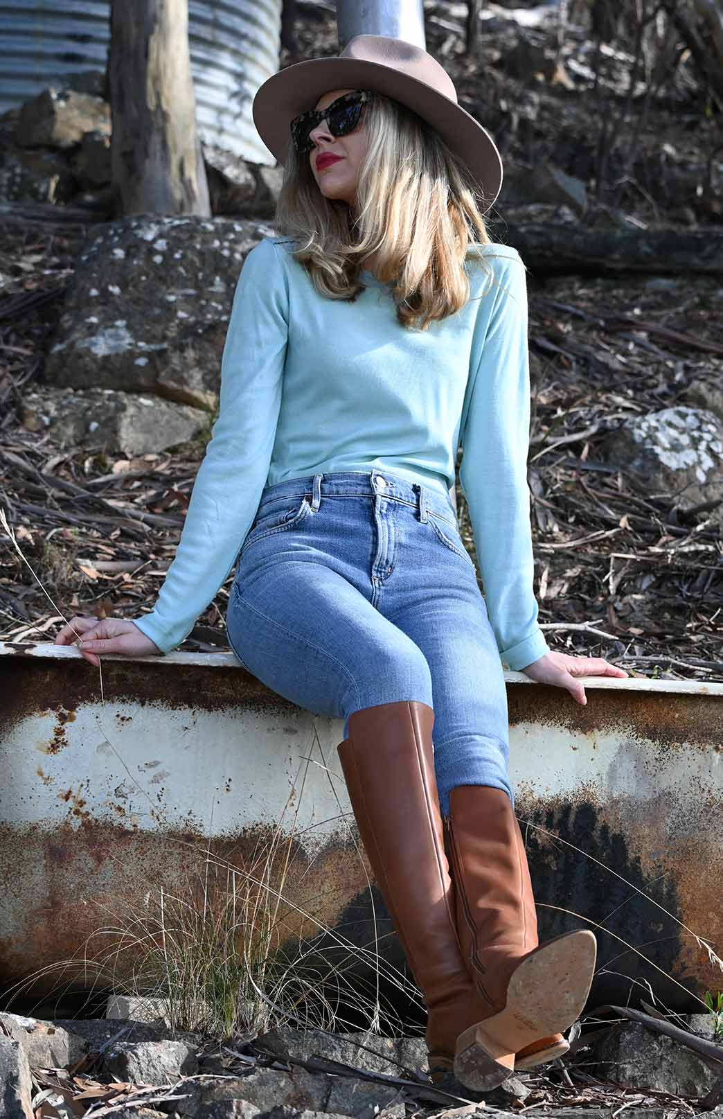 Sea Mist Women's Merino Wool Long Sleeve Relax Fit Pyjama Top