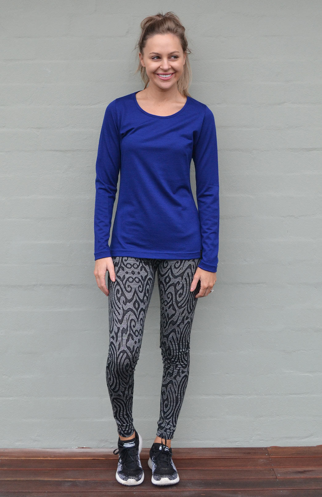 Sapphire Blue Women's Merino Wool Long Sleeve Fashion &amp; Layering Top