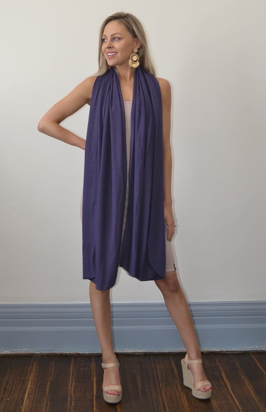 Grape Purple Women's Merino Wool Luxury Scarf