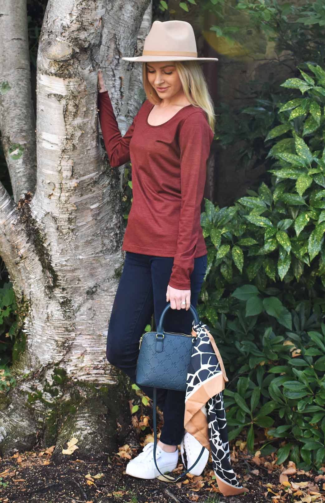 Shiraz Red Women's Merino Wool Long Sleeve Fashion &amp; Layering Top