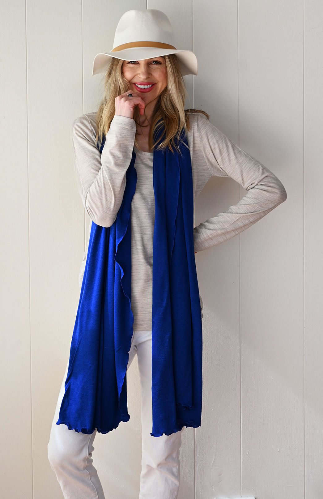 Sapphire Blue Women's Merino Wool Luxury Scarf