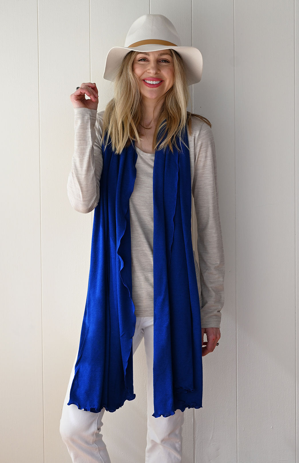 Sapphire Blue Women's Merino Wool Luxury Scarf
