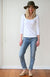 Crisp White Women&#39;s Super Scoop Neck 3/4 Sleeve Organic Cotton Top
