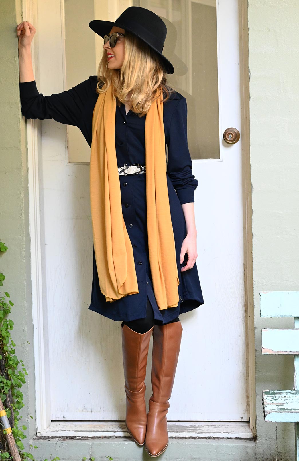 Mustard Yellow Women's Merino Wool Plain Scarf