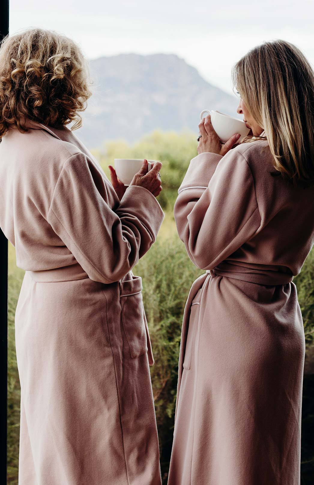 Blush Pink with White Piping Wool and Cashmere Blend Nightgown 