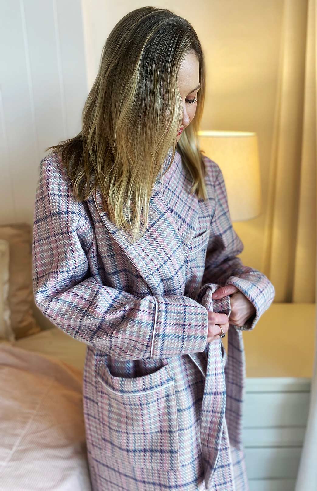 Pink Tweed Wool &amp; Cashmere Blend Dressing Gown