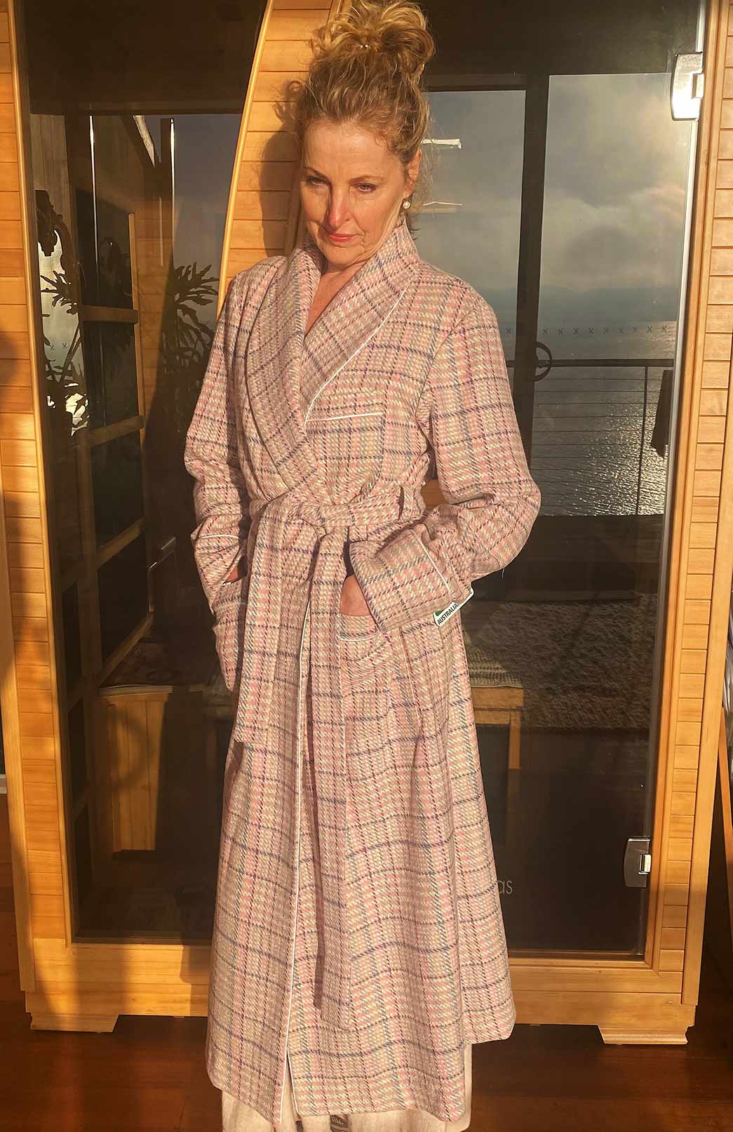 Pink Tweed Wool &amp;amp; Cashmere Blend Dressing Gown
