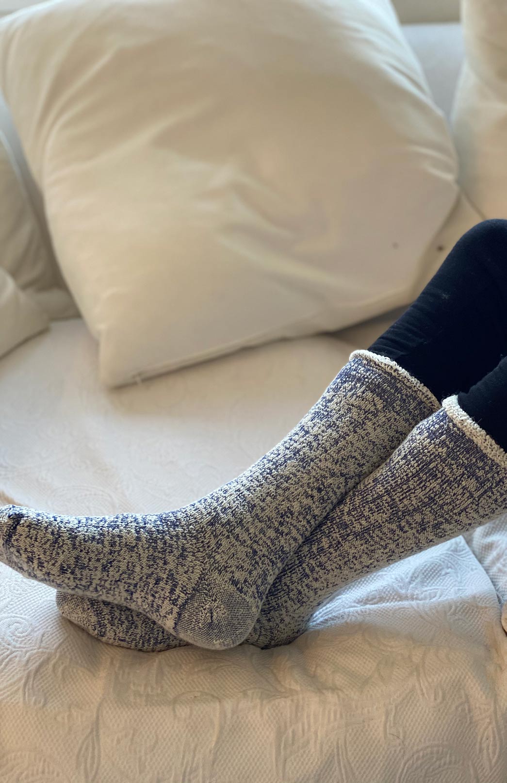 Navy Marl Unisex Merino Wool Fleece Lined Socks