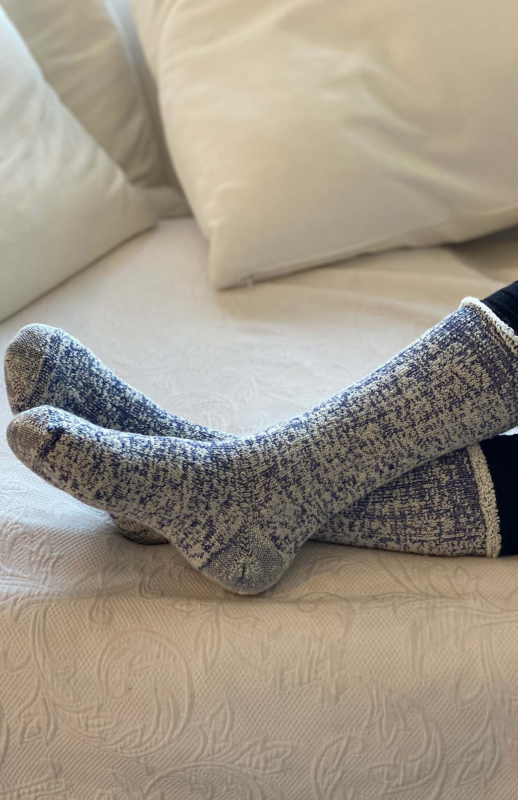 Navy Marl Unisex Merino Wool Fleece Lined Socks

