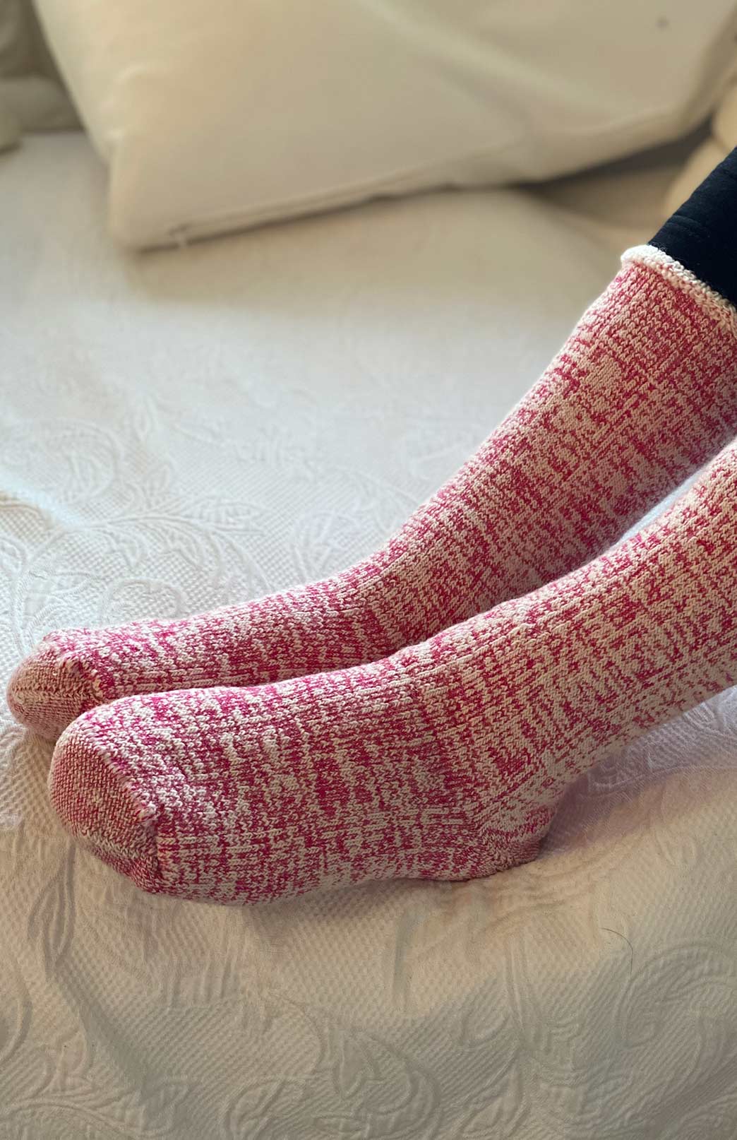 Pink Marl Unisex Merino Wool Fleece Lined Socks